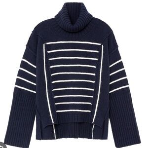 G. Label by GOOP Small Willis Striped High Cuff Turtleneck Sweater